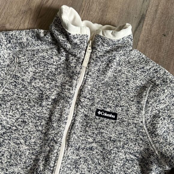 COLUMBIA White and Black Spacedye Knit Fleece Jacket Size XS - Picture 6 of 9